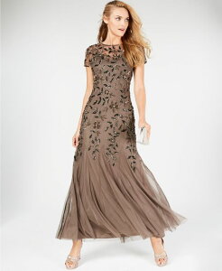 �A�h���A�i �p�y�� ���f�B�[�X �g�b�v�X �����s�[�X �t�����[�� �t�����[ Adrianna Papell Adrianna Papel Women's Floral-Beaded Gown Lead
