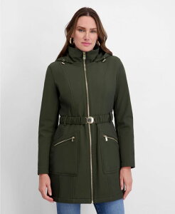 �P���W�[ ���f�B�[�X �A�E�^�[ �W���P�b�g�E�u���]�� kensie Women's Hooded Metal Buckle Belted Softshell with Embossed Panels Olive �I���[�u