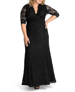 �L���i ���f�B�[�X �g�b�v�X �����s�[�X �v���X�T�C�Y ���[�X Kiyonna Plusize Screen Siren Laceveningown Onyx