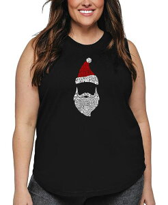 �G���G�[�|�b�v�A�[�g ���f�B�[�X �g�b�v�X �^���N�g�b�v���X�T�C�Y LA Pop Art Plusize Santa Claus Word Artank Top Black �u���b�N