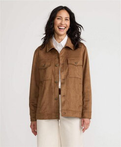 YGh fB[X AE^[ WPbgEu] XG[h Lands' End Women's Unisex Faux Suede Trucker Jacket Deep caramel suede