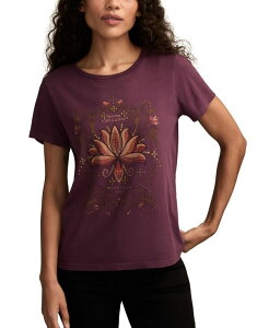 ���b�L�[�u�����h ���f�B�[�X �g�b�v�X �V���c �N���[�l�b�N Lucky Brand Women's Bloom Like A Lotus Crewneck Top Hortensia