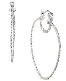 シモン アイ スミス レディース ピアス・イヤリング アクセサリー Platinum Over Sterling Silver Earrings Crystal In-and-Out Hoop Earrings No Color