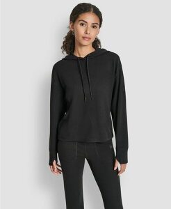 �_�i �L������ �j���[���[�N ���f�B�[�X �A�E�^�[ �p�[�J�[�E�X�E�F�b�g DKNY Women's Transcend Thermal Pull-On Hoodie Black �u���b�N