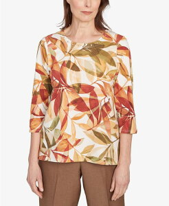 �A���t���b�h �_�i�[ ���f�B�[�X �g�b�v�X �V���c �v�` �v���[�c Alfredunner Petite Leaf Pleated Top Rust ���X�g