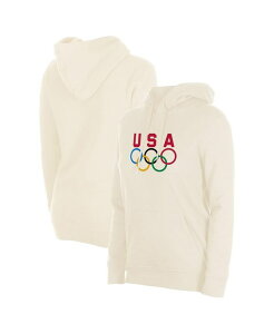 �j���[�G�� ���f�B�[�X �A�E�^�[ �p�[�J�[�E�X�E�F�b�g New Era Women's Cream Team USA 5 Rings Chrome Pullover Hoodie Cream �N���[��