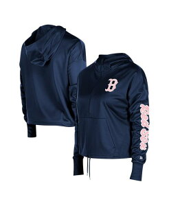j[G fB[X AE^[ p[J[EXEFbg New Era Women's Navy Boston Red Sox Half-Zip Hoodie Navy lCr[