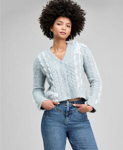 �A���h�m�E�f�B�X ���f�B�[�X �A�E�^�[ �j�b�g�E�Z�[�^�[ �J�[�f�B�K�� ���[�X And Now This Women's Lace Bow Cardigan Lt Heather Gray �O���[