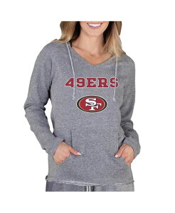 �R���Z�v�c �X�|�[�c ���f�B�[�X �A�E�^�[ �p�[�J�[�E�X�E�F�b�g V�l�b�N Conceptsport Women's Gray San Francisco 49ers Mainstream Tri-Blend Raglan Hoodie V-Neck Top Gray �O���[