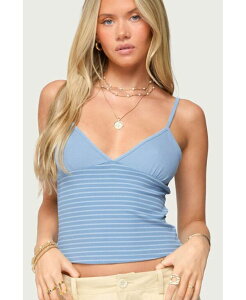 �A�f�B�N�e�b�h ���f�B�[�X �g�b�v�X �V���c ���u Edikted Women's Hemsley Striped Ribbed Tank Top Blue �u���[