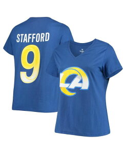 �t�@�i�e�B�N�X ���f�B�[�X �g�b�v�X T�V���c V�l�b�N �v���X�T�C�Y Fanatics Women's Matthew Stafford Royalos Angeles Rams Plusize Player Name and Number V-Neck T-shirt Royal