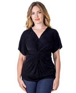 24 �Z�u���R���t�H�[�g ���f�B�[�X �g�b�v�X �V���c V�l�b�N �v�` 24seven Comfort Apparel Petite V-Necknot Front Kimono Sleeve Top Black �u���b�N