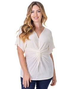 24 �Z�u���R���t�H�[�g ���f�B�[�X �g�b�v�X �V���c V�l�b�N �v�` 24seven Comfort Apparel Petite V-Necknot Front Kimono Sleeve Top Ivory �A�C�{���[