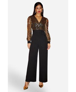 ���~�L�� ���f�B�[�X �{�g���X �J�W���A���p���c �X�p���R�[�� �W�����v�X�[�c Yumi Women'sequin Wrap Over Jumpsuit Black �u���b�N