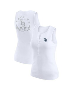 �E�F�A �o�C �G���� �A���h���[�Y ���f�B�[�X �g�b�v�X �^���N�g�b�v �j�b�g WEAR by Erin Andrews Women's White Tampa Bay Rays Rib-Knit Henley Tank Top White �z���C�g