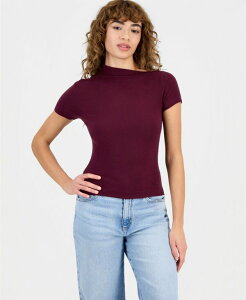 �Q�X ���f�B�[�X �g�b�v�X �V���c �A�V�����g���[ ���� GUESS Women'short-Sleeve Asymmetric-Neck Damiana Top Regal Plum �v����