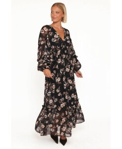 Petal and Pup ���f�B�[�X �g�b�v�X �����s�[�X �}�L�V Petal and Pup Women's Evian Long Sleeve Maxi Dress Black floral �u���b�N