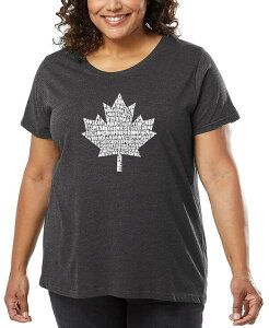 �G���G�[�|�b�v�A�[�g ���f�B�[�X �g�b�v�X T�V���c �v���X�T�C�Y LA Pop Art Plusize Canadianational Anthem Word Art-Shirt Gray �O���[