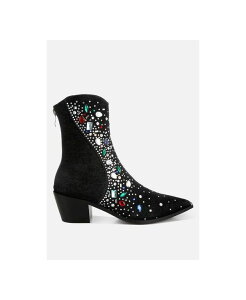 �����h�����O ���f�B�[�X �V���[�Y �u�[�c�E���C���u�[�c London Rag Womenstarlit Multi Color Stones Embellished Boots Black �u���b�N