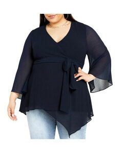 �V�e�B�[�V�b�N ���f�B�[�X �g�b�v�X �V���c CITY CHIC Women's Arya Wrap Tie Waistop Navy �l�C�r�[
