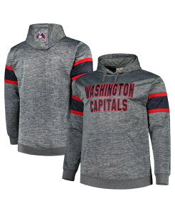 �v���t�@�C�� �����Y �A�E�^�[ �p�[�J�[�E�X�E�F�b�g�[�� �L���b�v Profile Men's Heather Charcoal Washington Capitals Big and Tall Stripe Pullover Hoodie Heather Charcoal �`���R�[��