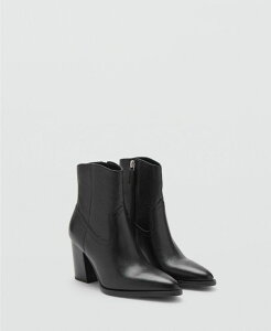 �}���S ���f�B�[�X �V���[�Y �u�[�c�E���C���u�[�c �A���N�� ���U�[ MANGO Women's Leather Pointed Ankle Boots Black �u���b�N