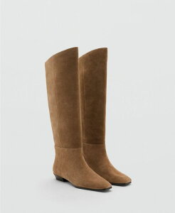 �}���S ���f�B�[�X �V���[�Y �u�[�c�E���C���u�[�c �X�G�[�h MANGO Women's High-Leg Suede Bootsand �T���h