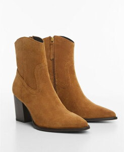 �}���S ���f�B�[�X �V���[�Y �u�[�c�E���C���u�[�c �X�G�[�h �A���N�� �q�[�� MANGO Women's Heel Suede Ankle Boots Brown �u���E��
