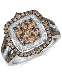 �� ���@�� ���f�B�[�X �A�N�Z�T���[ �����O Le Vian Chocolate Diamond & Nude Diamond Halo Clustering (1-1/2 ct.w.) in 14k Rose Gold (Also Available in 14K White Gold or Yellow Gold) White Gold �z���C�g