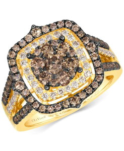 �� ���@�� ���f�B�[�X �A�N�Z�T���[ �����O Le Vian Chocolate Diamond & Nude Diamond Halo Clustering (1-1/2 ct.w.) in 14k Rose Gold (Also Available in 14K White Gold or Yellow Gold) Yellow Gold �C�G���[