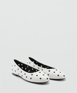 �}���S ���f�B�[�X �V���[�Y �p���v�X MANGO Women's Die-Cut Ballerinashoes White �z���C�g