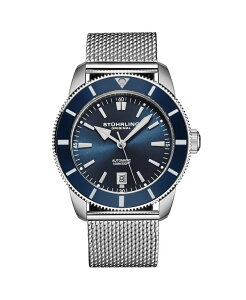 �X�g�D�[�����O �����Y �A�N�Z�T���[ �r���v ���b�V�� Stuhrling Mens Marinier 4079 Automatic 42 mm Dive Watch with Sunray Dial and Mesh Bracelet Blue �u���[