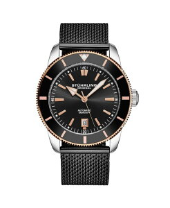 �X�g�D�[�����O �����Y �A�N�Z�T���[ �r���v ���b�V�� Stuhrling Mens Marinier 4079 Automatic 42 mm Dive Watch with Sunray Dial and Mesh Bracelet Rose