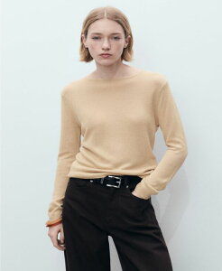�}���S ���f�B�[�X �A�E�^�[ �j�b�g�E�Z�[�^�[ ���l�� MANGO Women's Linen Blend Boat Neck Sweater Medium Brown �u���E��