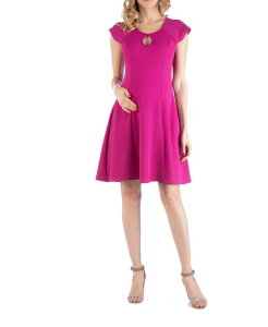 24 �Z�u���R���t�H�[�g ���f�B�[�X �g�b�v�X �����s�[�X �}�^�j�e�B 24seven Comfort Apparel Maternity Dress with Keyhole Neck Pink �s���N