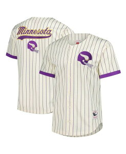 �~�b�`�F��&�l�X �����Y �g�b�v�X T�V���c ���B���e�[�W ���b�V�� ���S Mitchell & Ness Men's Creaminnesota Vikings Vintage Logo Final Seconds Full-Button Mesh T-Shirt Cream �N���[��
