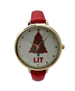 �I���r�A�v���b�g ���f�B�[�X �A�N�Z�T���[ �r���v ���U�[ �t�F�C�N���U�[ Olivia Pratt Shiny Red Faux Leather Christmas Themed Women Watcheshiny red ���b�h