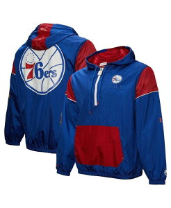 �~�b�`�F��&�l�X �����Y �A�E�^�[ �W���P�b�g�E�u���]�� Mitchell & Ness Men's and Women's Royal Philadelphia 76ers Hardwood Classics Team OG 3.0 Anorak Half-Zip Windbreaker Jacket Royal