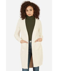 ���~�L�� ���f�B�[�X �A�E�^�[ �j�b�g�E�Z�[�^�[ �J�[�f�B�K�� Yumi Women's Cable Knit Long Sleeve Long Cardigan Ivory �A�C�{���[