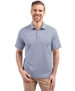 Jb^[AhobN Y gbvX |Vc Cutter & Buck Men's Virtue Pique Stripe Short Sleeve Polo Tour blue u[