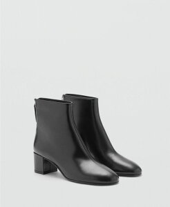 �}���S ���f�B�[�X �V���[�Y �u�[�c�E���C���u�[�c �A���N�� ���U�[ �q�[�� MANGO Women's Block Heeleather Ankle Boots Black �u���b�N