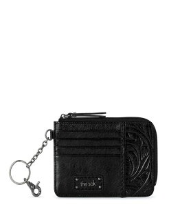 �U�T�b�N ���f�B�[�X �A�N�Z�T���[ ���z ���U�[ The Sak Women's Iris Leather Card Case Wallet Black Leaf Emboss 1 �u���b�N