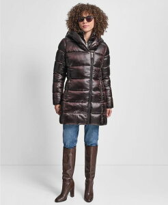 �_�i �L������ �j���[���[�N ���f�B�[�X �A�E�^�[ �W���P�b�g�E�u���]�� �R�[�g DKNY Women's Bibbed Shawl-Collar Packable Shine Puffer Coat Bitter