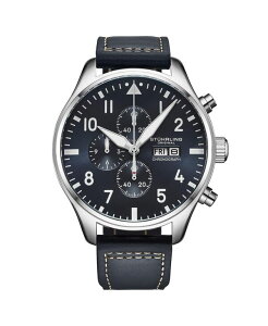 �X�g�D�[�����O ���f�B�[�X �A�N�Z�T���[ �r���v ���U�[ Stuhrling Navigator 4075 Men s 43mm Navy Sunray Dial Navy Leather Strap Chronograph Quartz Watch Blue �u���[