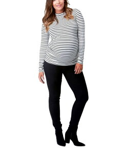 �m�� ���f�B�[�X �g�b�v�X �V���c �N���[�l�b�N NOMaternity Maternity Liv Long Sleeve Sculpting Crew Neck Tee Black & white stripe �z���C�g