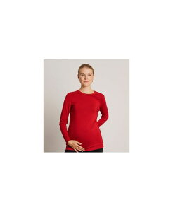 �m�� ���f�B�[�X �g�b�v�X �V���c �N���[�l�b�N NOMaternity Maternity Liv Long Sleeve Sculpting Crew Neck Tee Merlot