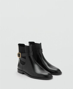 �}���S ���f�B�[�X �V���[�Y �u�[�c�E���C���u�[�c �A���N�� MANGO Women's Elastic Panel And Buckle Ankle Boots Black �u���b�N