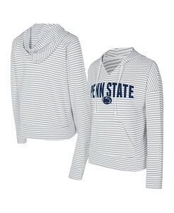 �R���Z�v�c �X�|�[�c �����Y �A�E�^�[ �p�[�J�[�E�X�E�F�b�g V�l�b�N �p�C�� Conceptsport Men's White/Gray Penn State Nittany Lions French Terry Striped V-Neck Pullover Hoodie White Gray �z���C�g