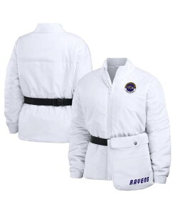 �E�F�A �o�C �G���� �A���h���[�Y ���f�B�[�X �A�E�^�[ �W���P�b�g�E�u���]�� WEAR by Erin Andrews Women's White Baltimore Ravens Packaway Full-Zipuffer Jacket White �z���C�g