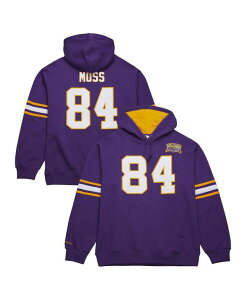 �~�b�`�F��&�l�X �����Y �A�E�^�[ �p�[�J�[�E�X�E�F�b�g Mitchell & Ness Men's Purple Randy Moss Minnesota Vikings Retired Player Name Number Pullover Hoodie Purple �p�[�v��